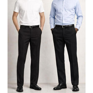 George Men’s Dress Pants Size 44x32 Black Flat Front Classic Fit Slacks